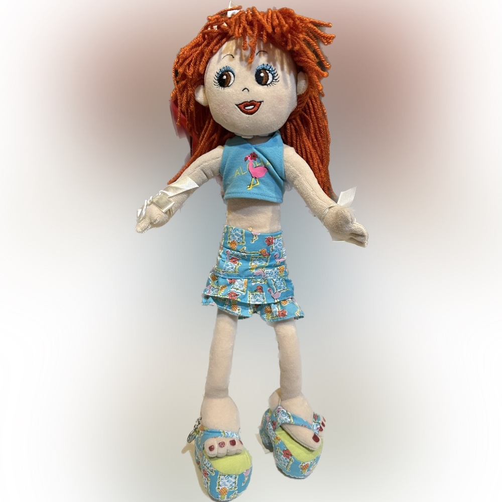 VTG FRIENDS 2b REDHEAD GINGER DOLL ALOHA CROP SKIRT ANKLE CHARM BUILD A BEAR